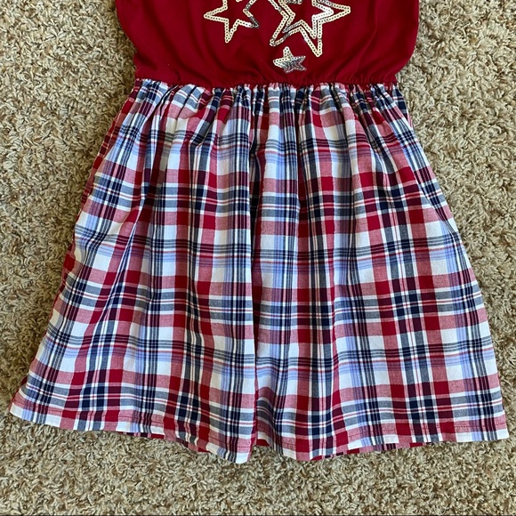 Childrens Place 4th of July Dress Red White Blue American USA Plaid Sequins - Picture 3 of 9